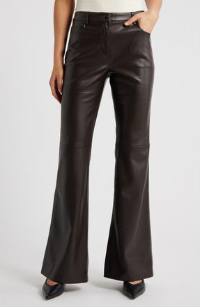 Mango Connie Flared Faux Leather Pants in Chocolate at Nordstrom, Size 10