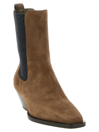 Brunello Cucinelli Suede Chelsea Ankle Boot - Brown
