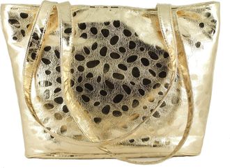 Loni Smart Metallic Leopard Cruise/Beach/Tote Bag in Gold
