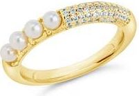 Sterling Forever Evelyn 2.8mm Cultured Pearl & Cubic Zirconia Ring in Gold at Nordstrom Rack, Size 6