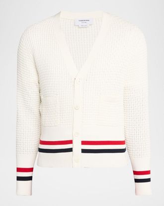 Thom Browne Men & apos;s Stitch Cotton RWB Half Cardigan
