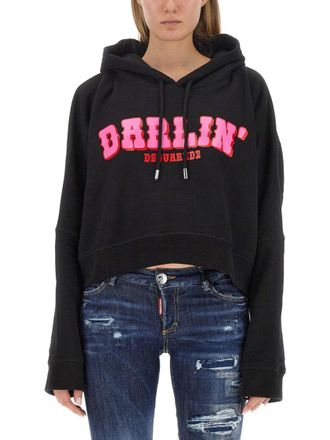 Dsquared2 Cropped Hoodie With Bold Logo