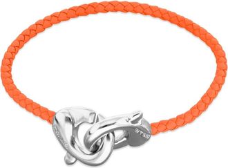 UNOde50 Orange leather strap with sterling silver-plated interlocking carabiner detail at Nordstrom
