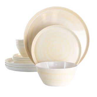 Elama Crafted Clay 12 Piece Lightweight Melamine Dinnerware Set in White at Nordstrom