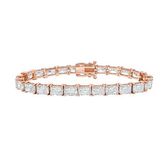 Diana M. Jewels 14kt Rose Gold 15.00cts Lab Grown East-West Radiant Diamond Tennis Bracelet