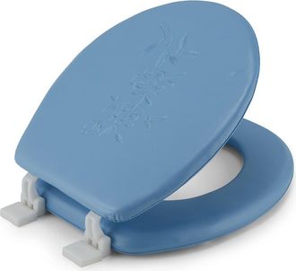 J&V Textiles Embroidered Padded Soft Round Toilet Seat in Blue at Nordstrom Rack