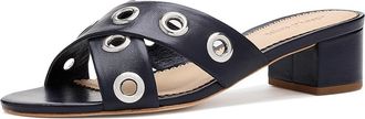 Cinq &agrave; Sept Maya Crisscross Grommets Sandals Womens Sandals Navy : 8.5 M, Leather