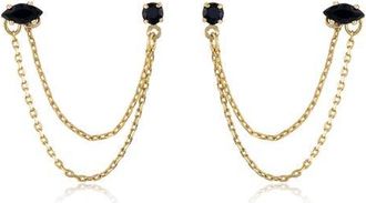Ettika Double Piercing Chain Earrings in Black at Nordstrom