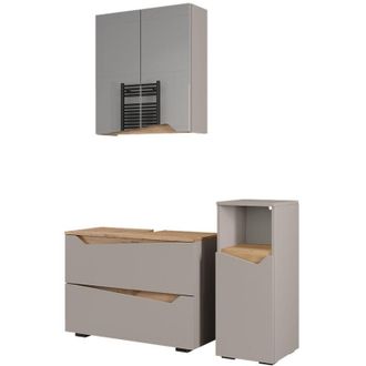 Vicco Set di mobili da bagno Marelle, Greige/Artigianale, 3 parti con cabinet midi, Vicco