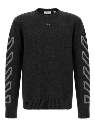 Off-white diag arrow fuzzy sweater with intarsia