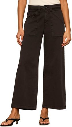 Sanctuary Idol Stretch Twill Wide Leg Ankle Pants in Black at Nordstrom, Size 25