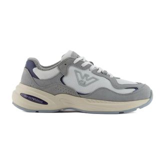 Emporio Armani Schoenen, Dames, Grijs, 36 EU, Su&egrave;de, Mesh Sneakers met su&egrave;de details