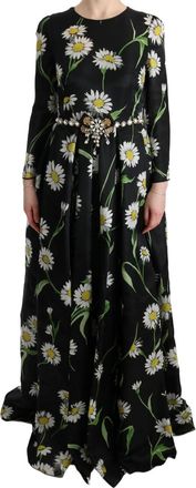 Dolce & Gabbana Floralprint Zijden A-lijn Maxi Jurk