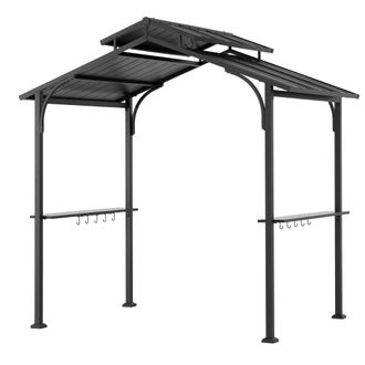 Sunjoy Direct Cenador Barbacoa De Acero Gazebo Ecrins - 153cm X 242cm, Negro
