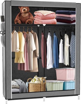 OEM Armario De Tela No Tejida - 108 X 45 X 170 Cm - 2 Barras De Colgaje - Para Dormitorio - 1 Unidad