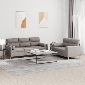 vidaXL Juego De Sof&aacute;s Con Cojines 2 Piezas Tela Gris Taupe Vidaxl