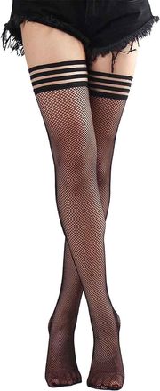 Generic Thigh Highs Thigh High Womens Stockings with No Slip Grip Stay Ups Bands Womens High Stockings Pantyhose Stocking (Black, One Size)