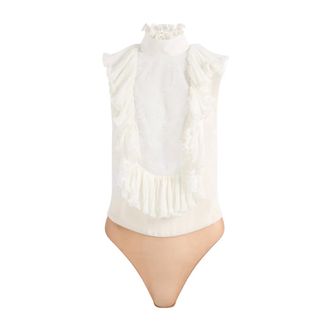 Elisabetta Franchi Camicia a Body - Dames - Tops - Wit - Maat: XL Poliester