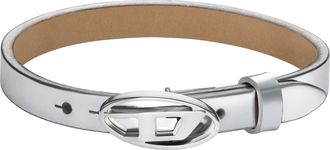 Diesel Mens Silver Leather Stackable Bracelet