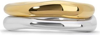 Monica Vinader Set of 2 Nura Stacking Rings in 18K Gold Vermeil/ss at Nordstrom, Size 7