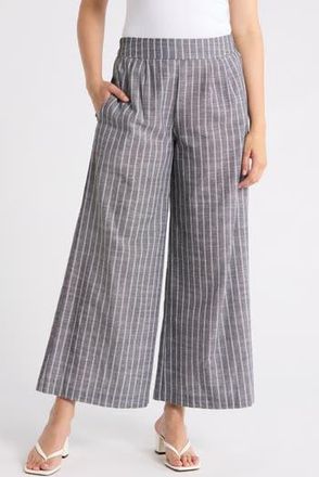 Renee C Stripe Linen & Cotton Wide Leg Pants in Black at Nordstrom Rack, Size X-Large