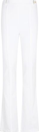Elisabetta Franchi Ivory Logo Charm Flared Polyester Formal Pants