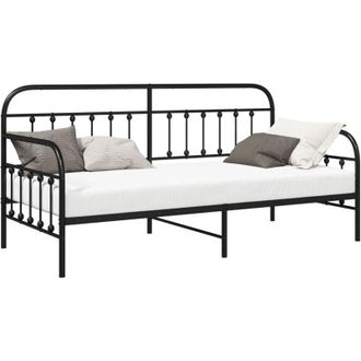 vidaXL Daybed Frame with Headboard Black 100 x 200 cm Steel vidaXL