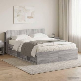 Berkfield Home Bed Frame with Storage Grey Sonoma 140 x 200 cm Engineered Wood