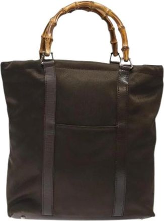 Gucci Pre-owned Tote Bags, female, Brown, Size: ONE SIZE Pre-owned Convertible bamboo zip tote