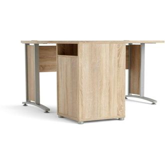 Dmora Scrivania Alfango, Scrittoio multiuso, Tavolo per ufficio porta pc, Piano di lavoro, 159x151 h75 cm, Grigio e Quercia - Dmora