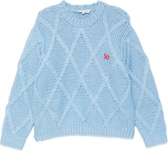 Stine Goya Cable-knit Embroidered-logo Sweater