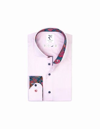 R2 Mens R2 Pink Shirt With Floral Liberty Print Cut Away Collar - Size: 38/Regular