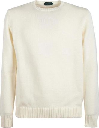 Zanone Truien - Heren - Ronde hals truien - Wit - 2XL - Wol - Truien & Vesten