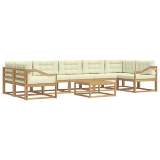 vidaXL Conjunto De Sof&aacute;s De Exterior Con Coj&iacute;n 6 Pcs Blanco Y Crema Vidaxl