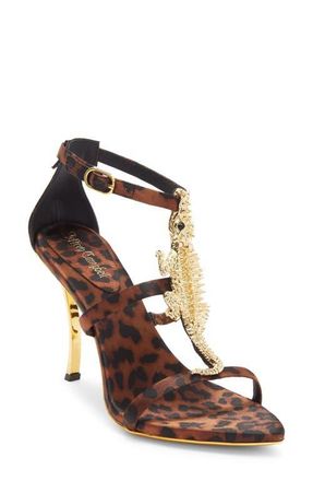 Jeffrey Campbell Everglades Ankle Strap Sandal in Cheetah Satin Gold at Nordstrom, Size 5.5