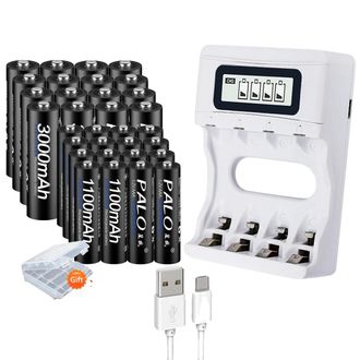 OEM Cargador De Bater&iacute;as Recargables, Control De Carga Inteligente, Dise&ntilde;o Ecol&oacute;gico, 16 Pilas Aa/aa Y Cargador, 1,2 V-a
