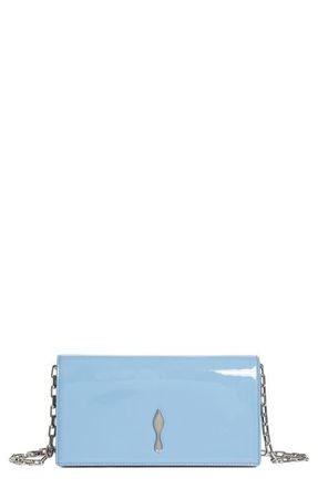 Christian Louboutin Bettina Patent Leather Clutch in Ceruleo/Silver at Nordstrom