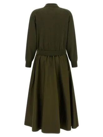 Polo Ralph Lauren Hybrid Knit-and-Woven A-Line Dress - Olive Green