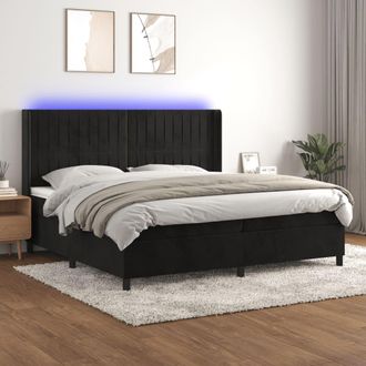 vidaXL Vidaxl - Cama Box Spring Colch&oacute;n Y Led Terciopelo Negro 200x200 Cm