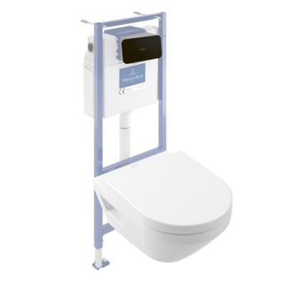 Villeroy & Boch Pack Inodoro Suspendido Sin Reborde Villeroy&boch Architectura Twistflush [e&sup3;] Redondo + Bastidor De Instalaci&oacute;n Suelo Y Pared + Placa Negra