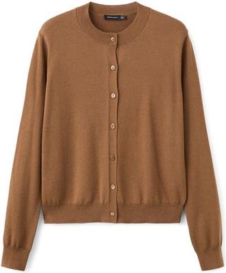 Mango Wool & Cotton Cardigan in Tobacco Brown at Nordstrom, Size X-Small