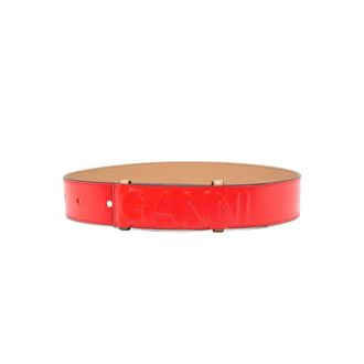 Ganni Riem met logo - Dames - Riemen - Rood - S - Leer - Accessoires