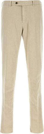 Pantaloni Torino Zandkleurige linnenmix stretch broek - Heren - Chinos - Beige - M - Linnen - Broeken