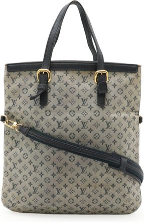 Louis Vuitton Blue Canvas Leather Handbag Shoulder Bag Tote Bag (Pre-Owned)