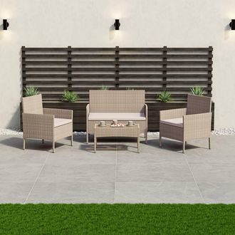 Home Discount Garden Vida Kendal 4 Piece Rattan Garden Furniture Set in Natural