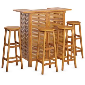 vidaXL Juego Muebles De Bar Para Jard&iacute;n 5 Pzas Madera Maciza De Acacia Vidaxl