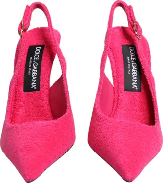 Dolce & Gabbana Pink Terry Cloth High Heels Slingback Womens Shoes
