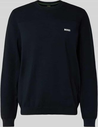 HUGO BOSS Regular Fit Strickpullover mit Woll-Anteil Modell MOMENTUM in Dunkelblau, Größe XXXL