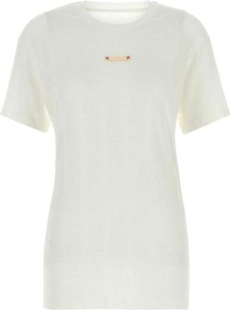 Maison Margiela T-shirt van katoenmix - Dames - T-shirts - Wit - XS - Katoen - Tops