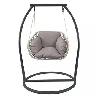 No Brand Dondolo posto singolo con struttura in metallo e cuscino morbido e confortevole 105x156xH105 cm da esterno